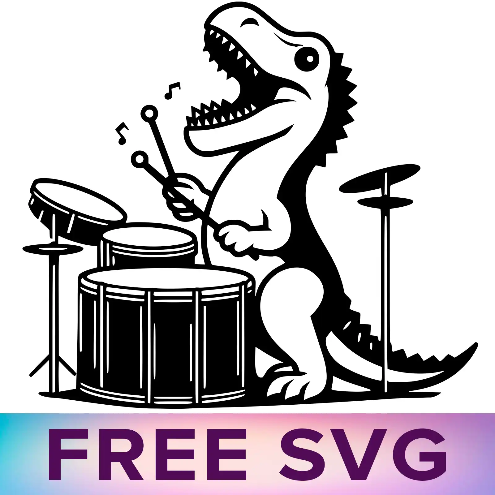 Free Dinosaur Playing Drum Svg