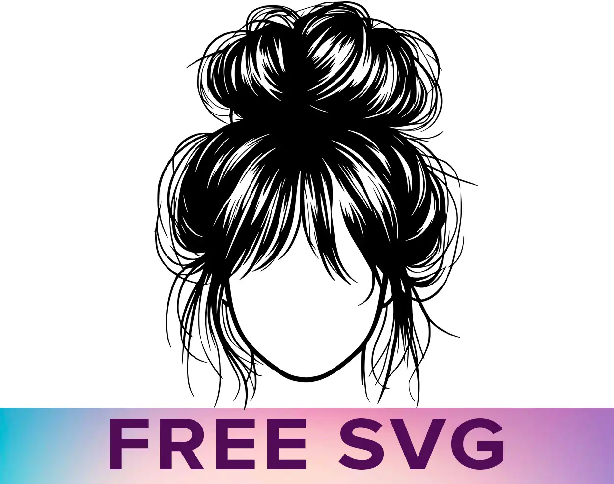 Free Messy Bun Girl Svg