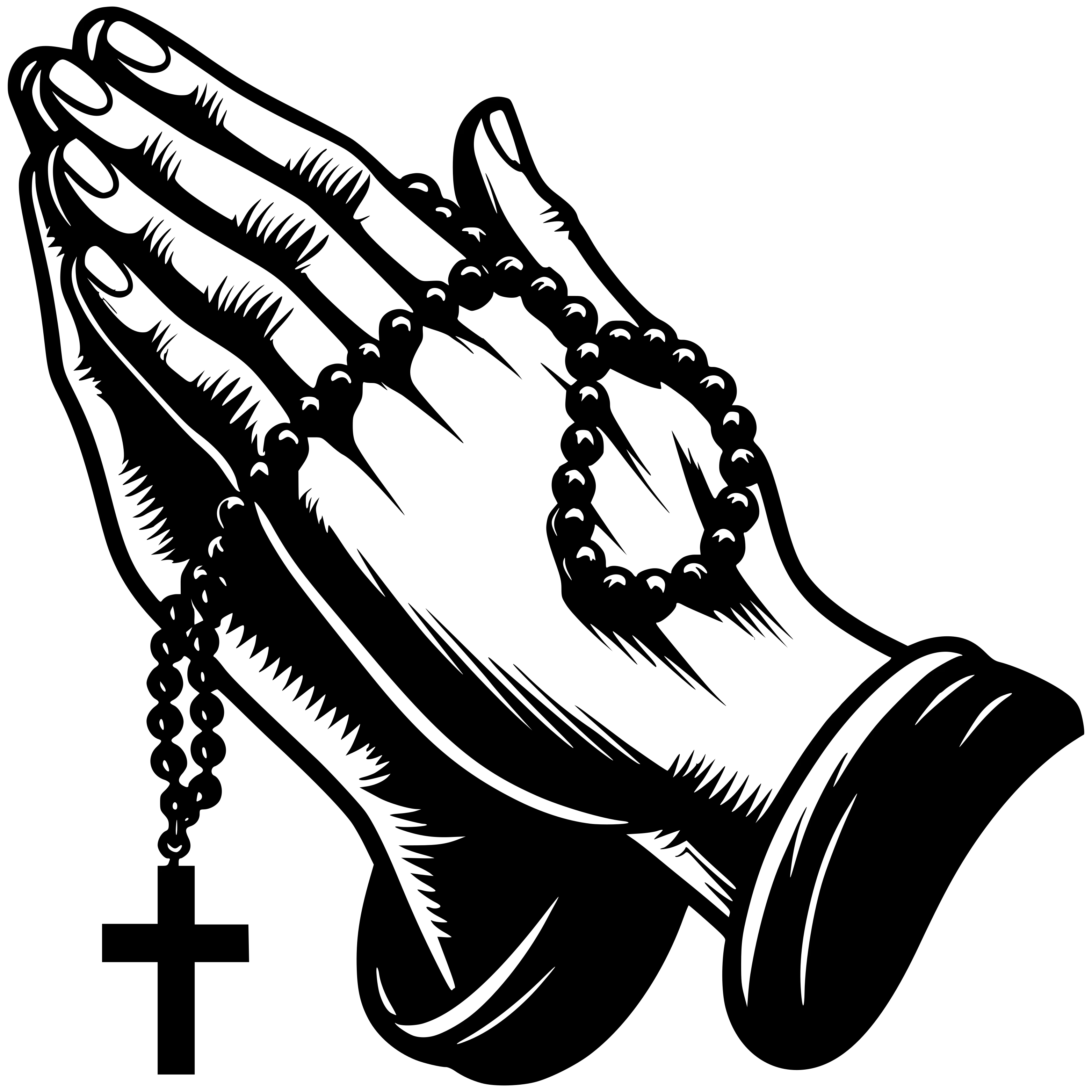 Free Praying Hands With Rosary Svg
