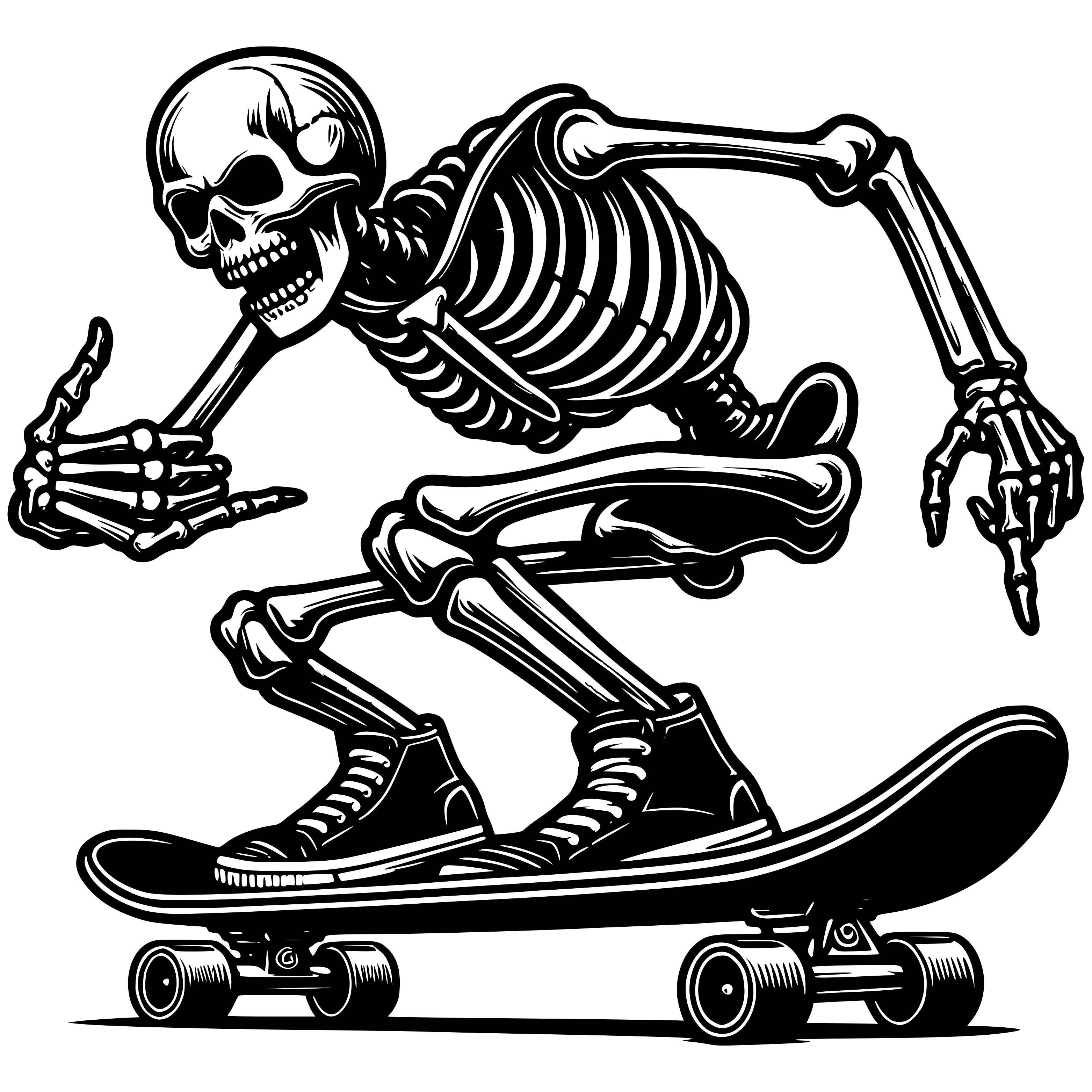 Free Skeleton Skateboarding Svg